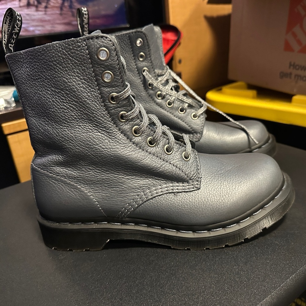 Dr. Martens Navy Leather Boots - Picture 10 of 14